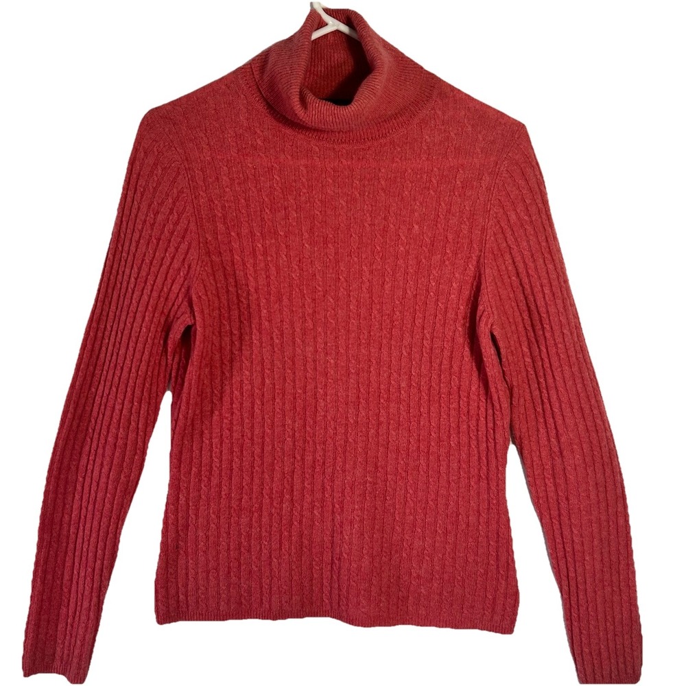 Vtg Folio New York 100% Cashmere Ribbed Turtleneck Sweater Pink Women Size Small